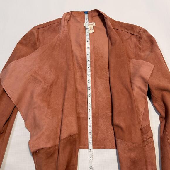 Sundance Jacket Womens 4 Blush Pink Suede Waterfall Drape Open Front Peplum - Picture 5 of 9